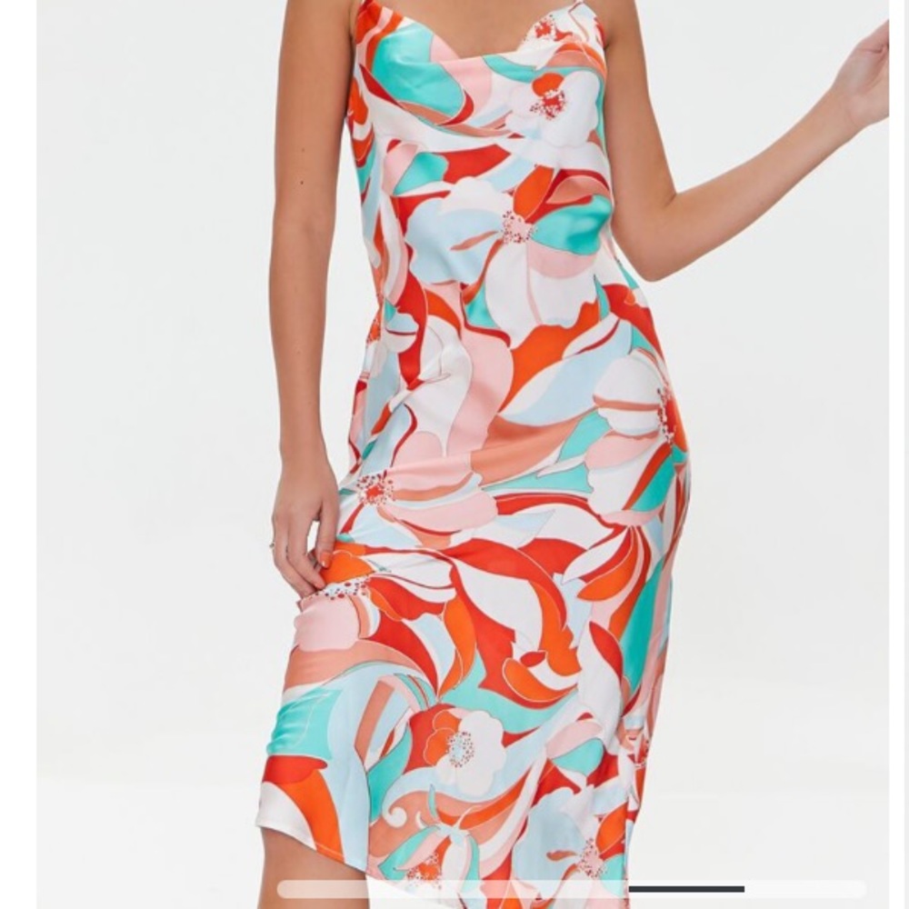 BNWOT Forever 21 abstract floral cami midi dress M - Picture 4 of 5